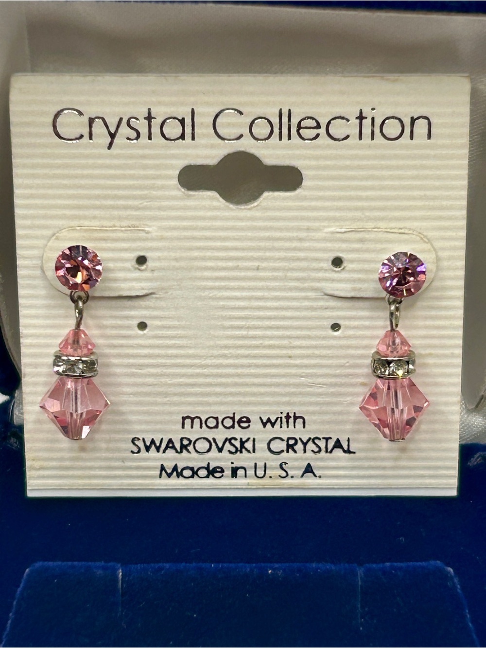 Pink Swarovski Crystal Drop Earrings Made in USA​